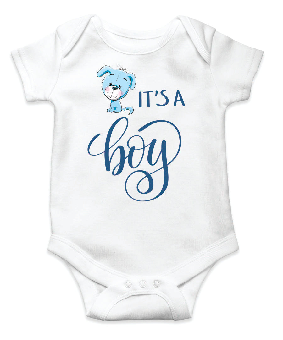 Pregnancy Announcement Onesie For a Boy -Puppy