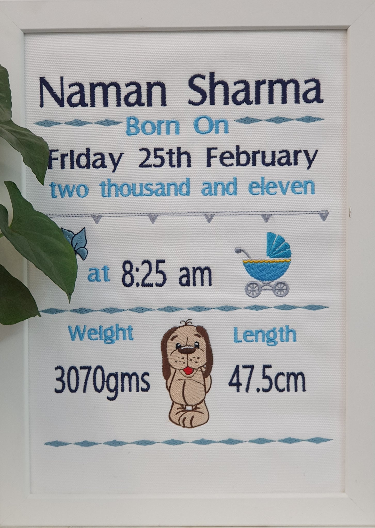 Personalised Baby Stats Frame - Boy