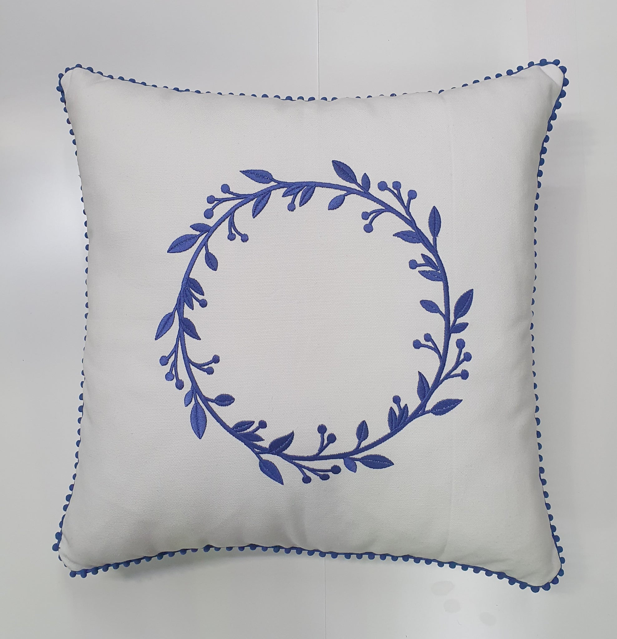 Personalised Baby Embroidered Cushion - Navy - with Initials
