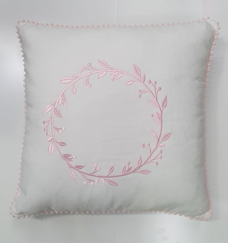Personalised Baby Embroidered Cushion - Pink - with Initials