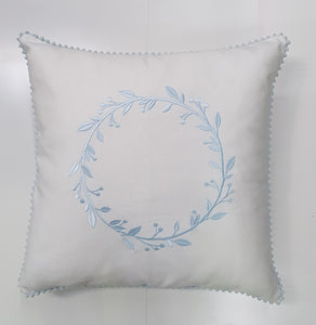 Personalised Baby Embroidered Cushion - Sky Blue - with Initials