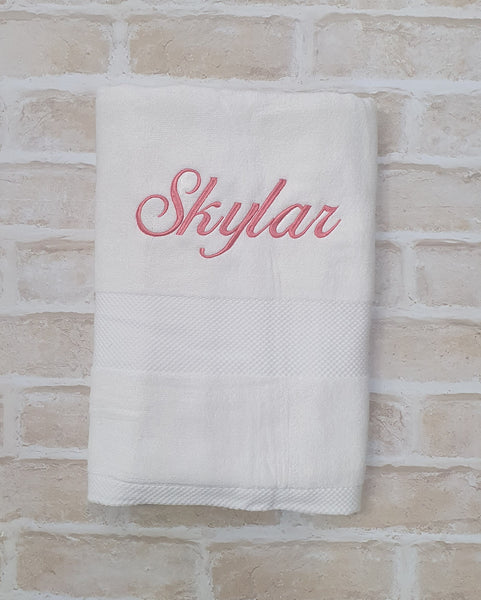 Personalised White Bamboo Towel with Name