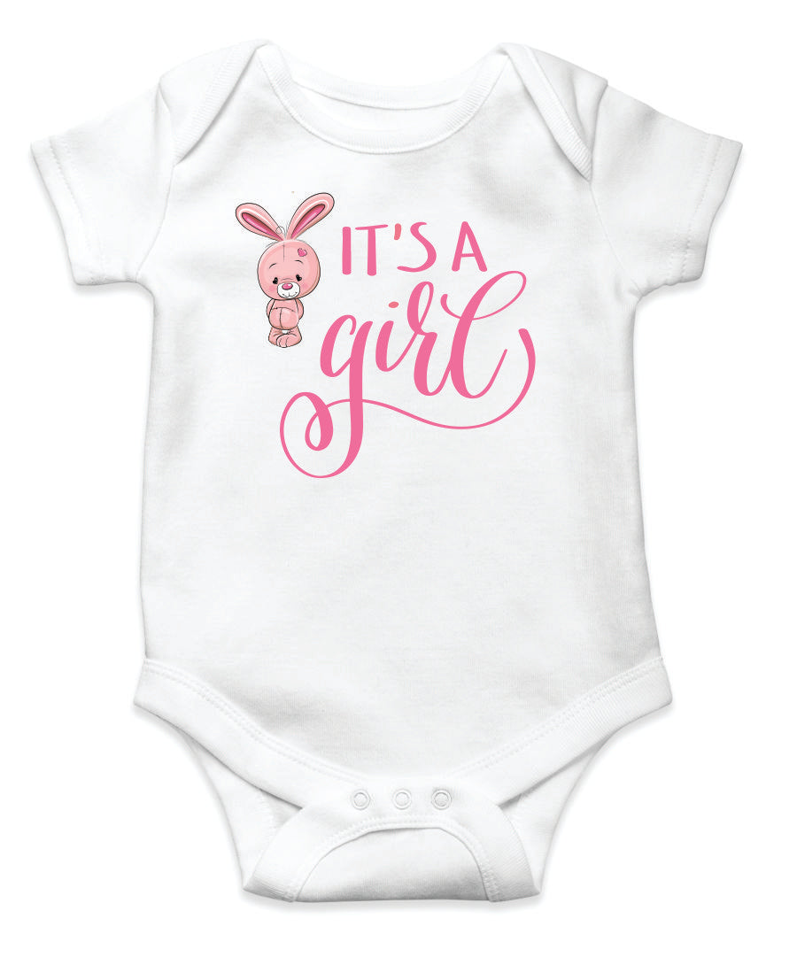 Pregnancy Announcement Onesie  - For a Girl - Bunny 2
