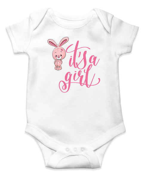 Pregnancy Announcement Onesie  - For a Girl - Bunny 2