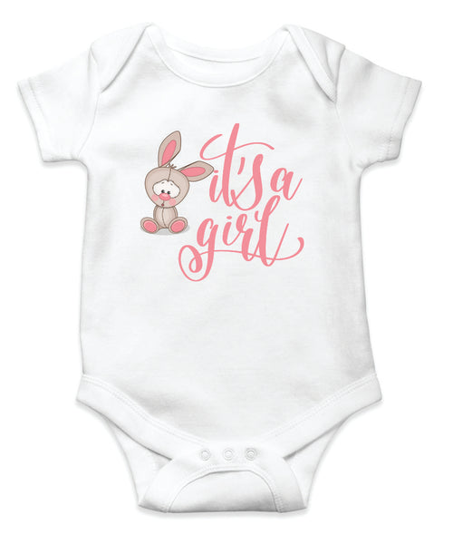 Pregnancy Announcement Onesie  - For a Girl - Bunny 1