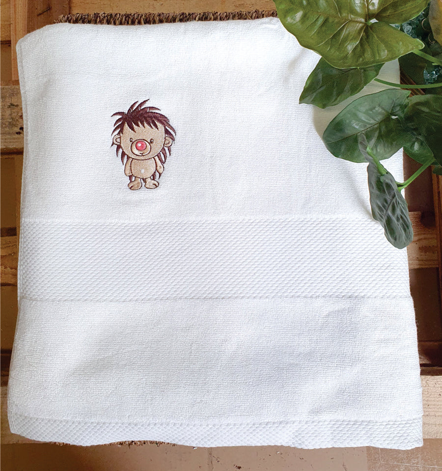 Personalised Bamboo Towel with Embroidered Echidna