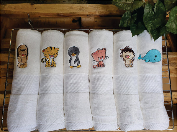 Personalised Bamboo Towel with Embroidered Tiger