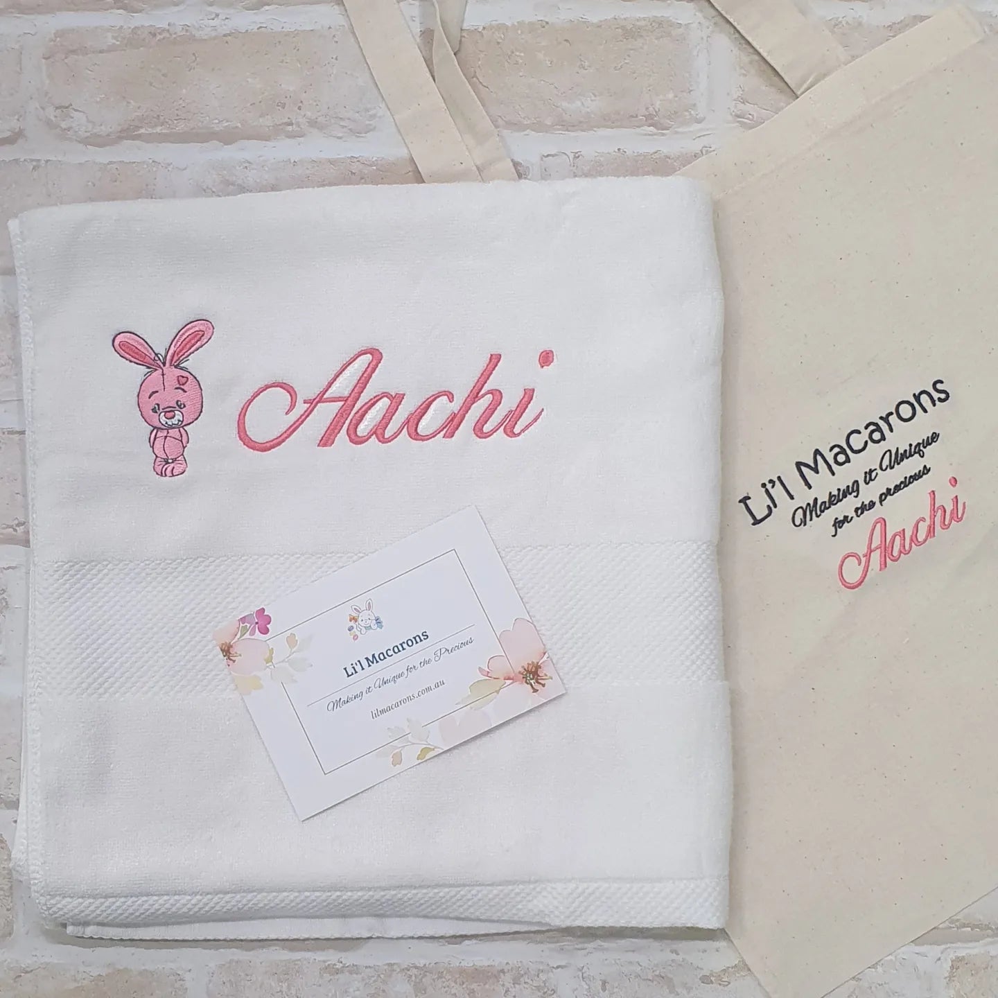 Personalised Bamboo Towel with Embroidered Bunny