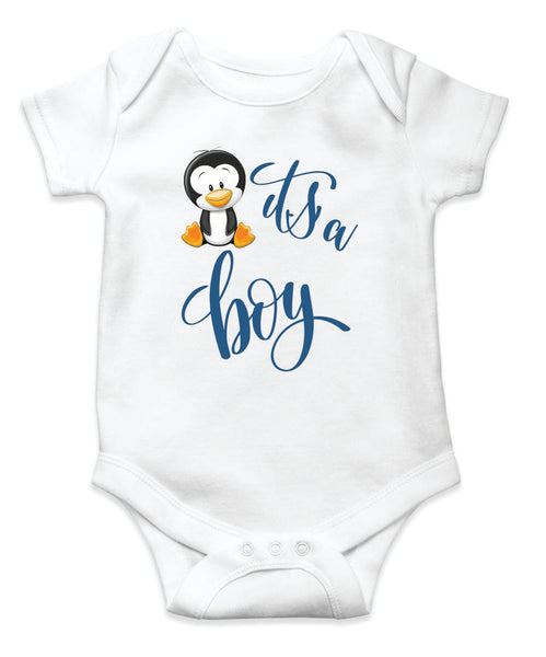 Pregnancy Announcement Onesie  - For a Boy -Penguin