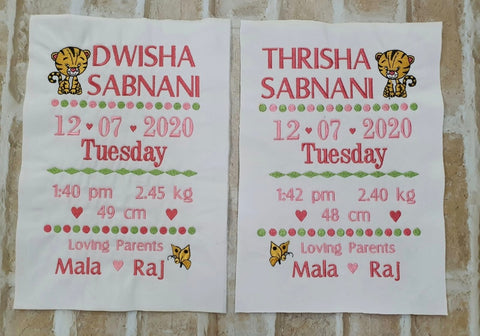 Personalised Baby Stats Frame - Twins