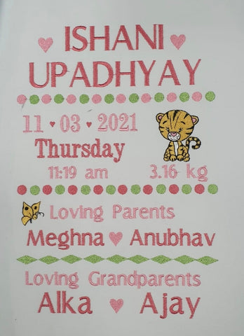 Personalised Baby Stats Frame - With Grandparents Name